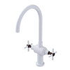 Rubinet Two Handle Single Hole Kitchen Set with LaSalle Spout White