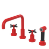 Rubinet Widespread Kitchen Set with Hand Spray Red