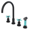 Rubinet Widespread Kitchen Set with LaSalle Spout with Hand Spray Matt Black