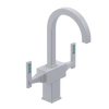 Rubinet Single Hole Dual Handle Lav. Set. (less drain) White