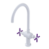 Rubinet Two Handle Single Hole Kitchen Set with LaSalle Spout White