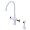 Rubinet Two Handle Single Hole Kitchen Set with LaSalle Spout with Hand Spray Matt White