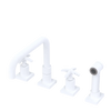 Rubinet Widespread Kitchen Set with Genesis Spout with Hand Spray Matt White