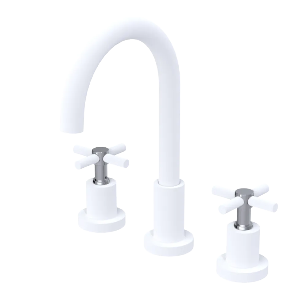 Rubinet Widespread Kitchen Set with LaSalle Spout Matt White