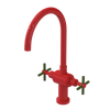 Rubinet Two Handle Single Hole Kitchen Set with LaSalle Spout Red
