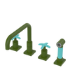 Rubinet Widespread Kitchen Set with Genesis Spout with Hand Spray Green Envy