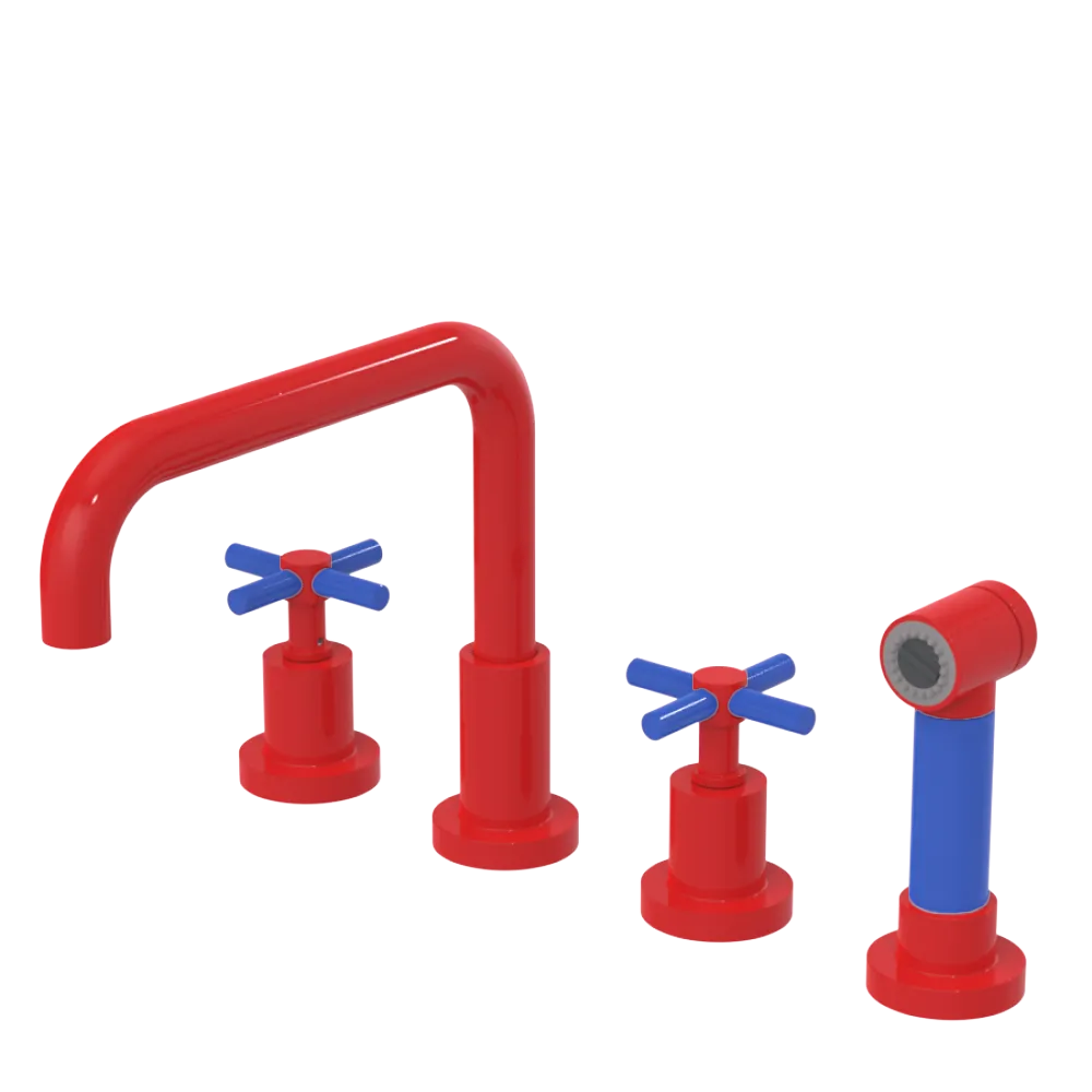 Rubinet Widespread Kitchen Set with Hand Spray Red