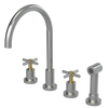 Rubinet Widespread Kitchen Set with LaSalle Spout with Hand Spray Satin Nickel