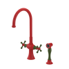 Rubinet Two Handle Single Hole Kitchen Set with Hand Spray Red