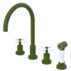 Rubinet Widespread Kitchen Set with LaSalle Spout with Hand Spray Green Envy
