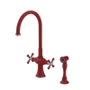 Rubinet Two Handle Single Hole Kitchen Set with Hand Spray Maroon