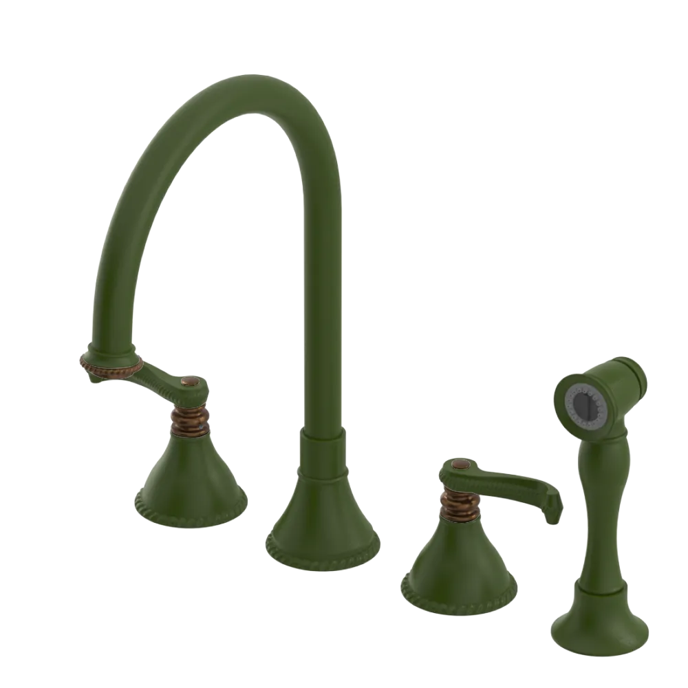 Rubinet Widespread Kitchen Set with Hand Spray Green Envy