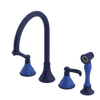 Rubinet Widespread Kitchen Set with Hand Spray Midnight Blue