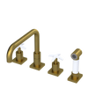 Rubinet Widespread Kitchen Set with Genesis Spout with Hand Spray Antique Brass Matt
