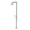 Rubinet Pressure Balance Outdoor Shower with Hand Held Shower & 10" Shower Head (with shelf) - 304 Stainless Steel Polished Nickel