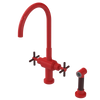 Rubinet Two Handle Single Hole Kitchen Set with LaSalle Spout with Hand Spray Red