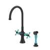 Rubinet Two Handle Single Hole Kitchen Set with Hand Spray Matt Black