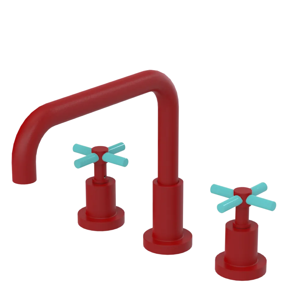 Rubinet Widespread Kitchen Set Maroon