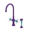 Rubinet Two Handle Single Hole Kitchen Set with Hand Spray Purple Haze