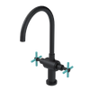 Rubinet Two Handle Single Hole Kitchen Set with LaSalle Spout Matt Black