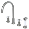 Rubinet Widespread Kitchen Set with LaSalle Spout with Hand Spray Satin Nickel