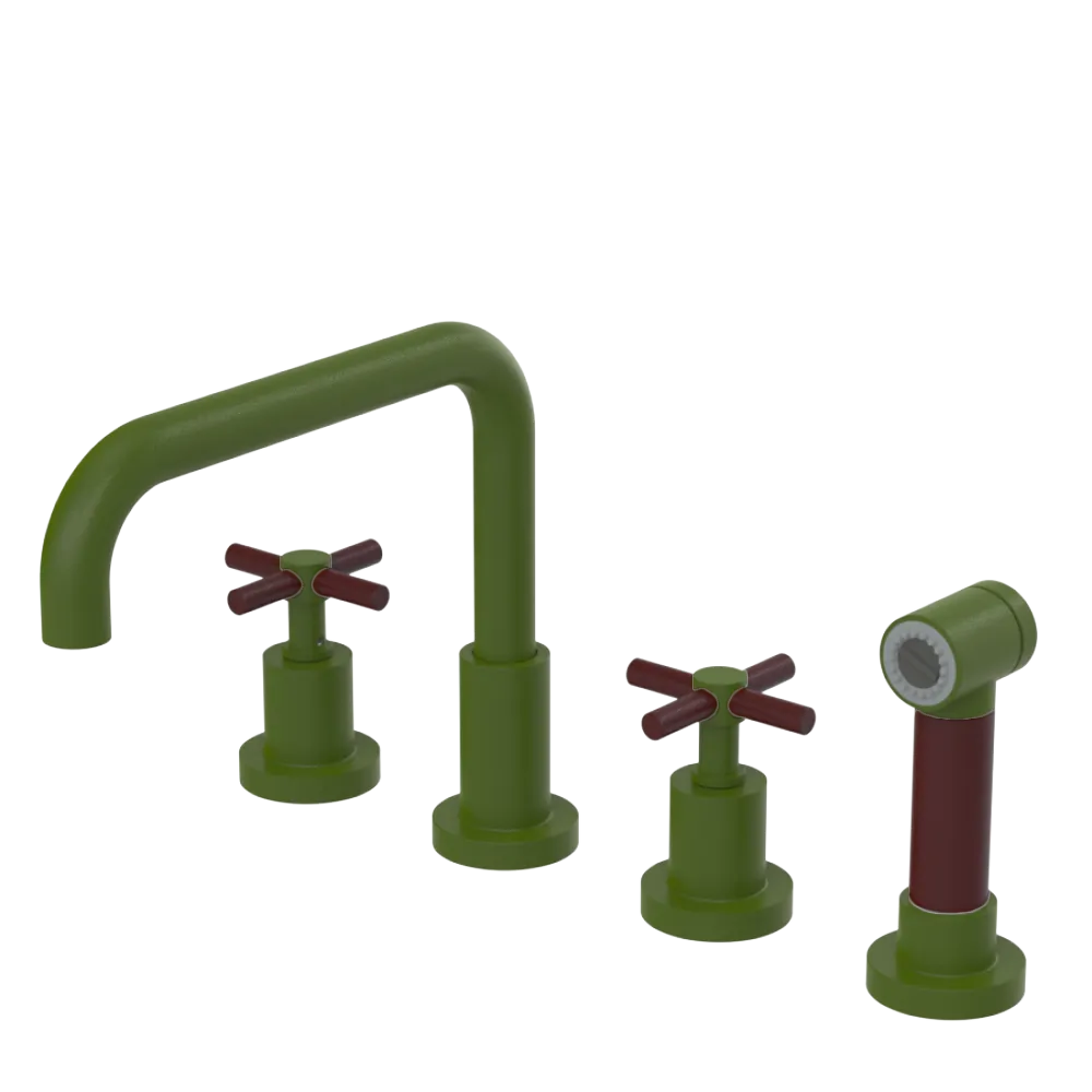 Rubinet Widespread Kitchen Set with Hand Spray Green Envy