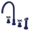 Rubinet Widespread Kitchen Set with LaSalle Spout with Hand Spray Midnight Blue