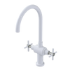 Rubinet Two Handle Single Hole Kitchen Set with LaSalle Spout White