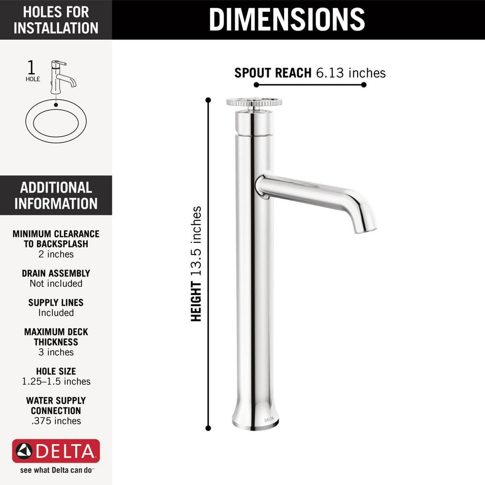 Delta Trinsic Single Handle Vessel Bathroom Faucet Wheel Handle - Golzar Home