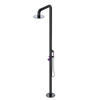 Rubinet Pressure Balance Outdoor Shower with Hand Held Shower & 10" Shower Head - 304 Stainless Steel Black