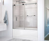 Duel 56-59 x 55 ½-59 in. 8 mm Bypass Tub Door for Alcove Installation with Clear glass in Chrome