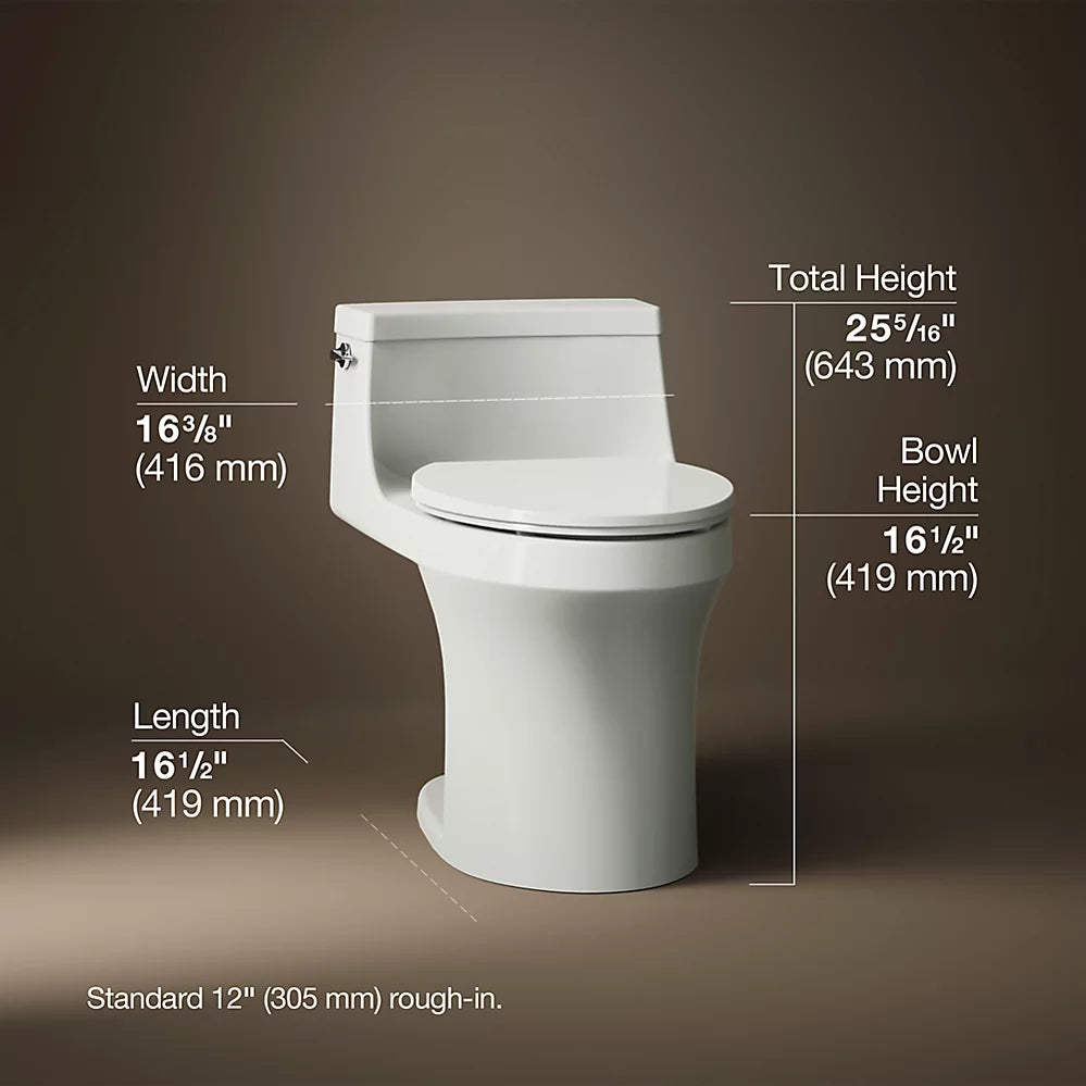 San Souci® One-piece compact elongated toilet with concealed trapway, 1.28 gpf