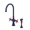 Rubinet Two Handle Single Hole Kitchen Set with Hand Spray Midnight Blue