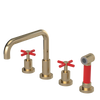 Rubinet Widespread Kitchen Set with Hand Spray Gold
