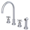 Rubinet Widespread Kitchen Set with LaSalle Spout with Hand Spray Satin Chrome