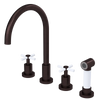 Rubinet Widespread Kitchen Set with LaSalle Spout with Hand Spray Oil Rubbed Bronze