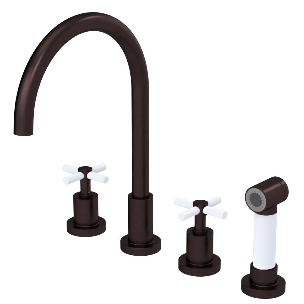 Rubinet Widespread Kitchen Set with LaSalle Spout with Hand Spray Oil Rubbed Bronze