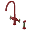 Rubinet Two Handle Single Hole Kitchen Set with LaSalle Spout with Hand Spray Maroon