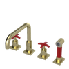 Rubinet Widespread Kitchen Set with Genesis Spout with Hand Spray Gold