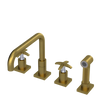 Rubinet Widespread Kitchen Set with Genesis Spout with Hand Spray Antique Brass Matt
