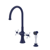 Rubinet Two Handle Single Hole Kitchen Set with Hand Spray Midnight Blue