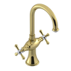 Rubinet Single Hole Dual Handle Lav. Set. (less drain) Natural Brass