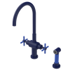 Rubinet Two Handle Single Hole Kitchen Set with LaSalle Spout with Hand Spray Midnight Blue