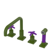 Rubinet Widespread Kitchen Set with Genesis Spout with Hand Spray Green Envy
