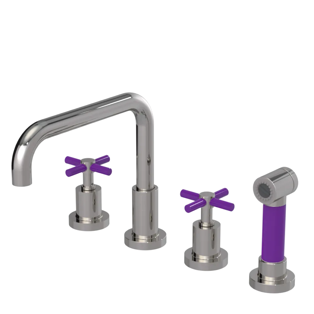 Rubinet Widespread Kitchen Set with Hand Spray Polished Nickel