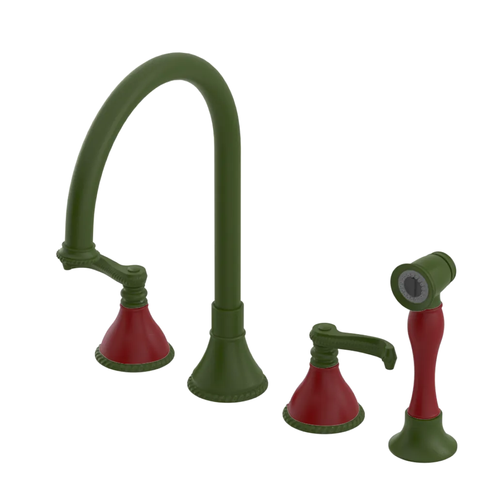 Rubinet Widespread Kitchen Set with Hand Spray Green Envy