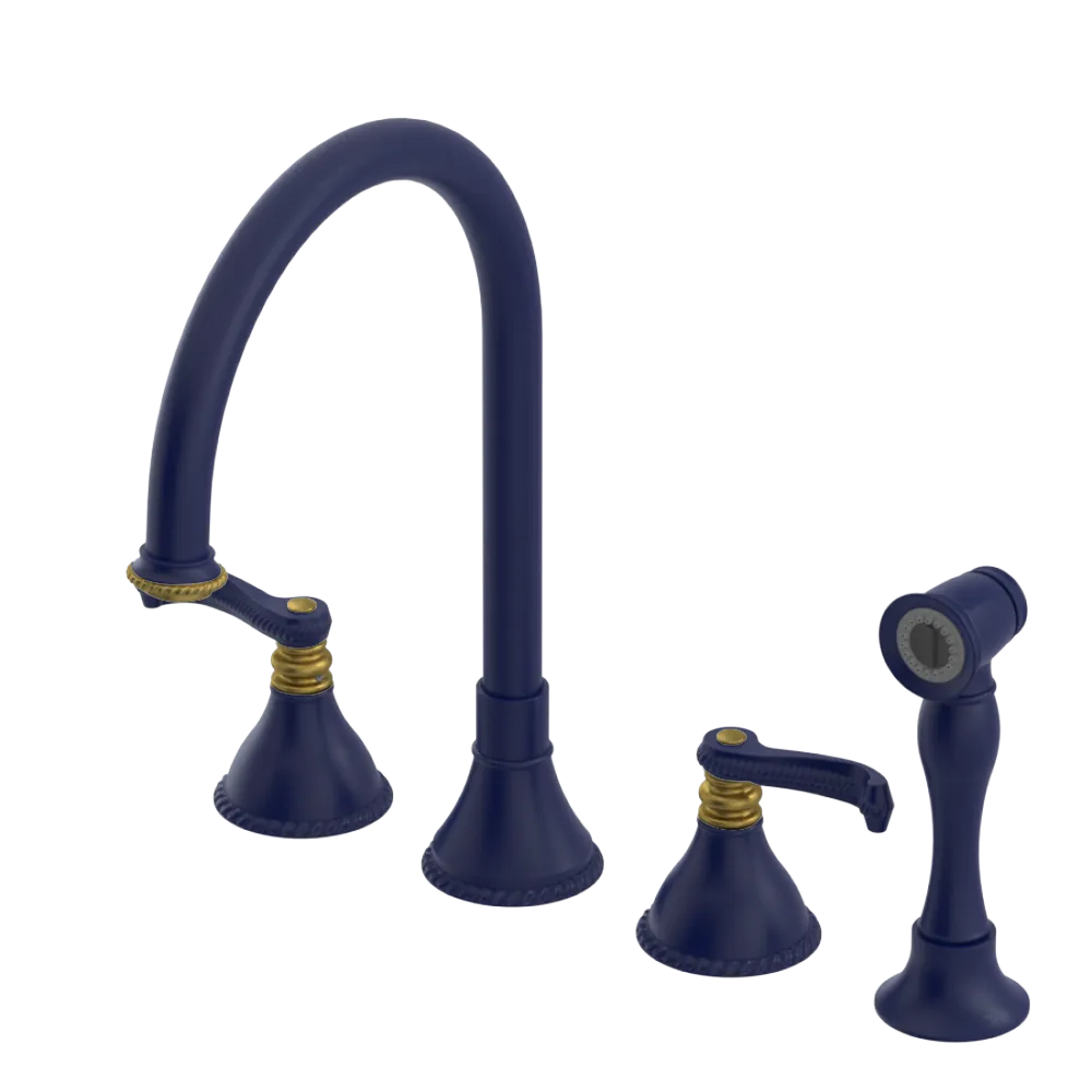 Rubinet Widespread Kitchen Set with Hand Spray Midnight Blue