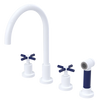 Rubinet Widespread Kitchen Set with LaSalle Spout with Hand Spray White