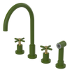 Rubinet Widespread Kitchen Set with LaSalle Spout with Hand Spray Green Envy