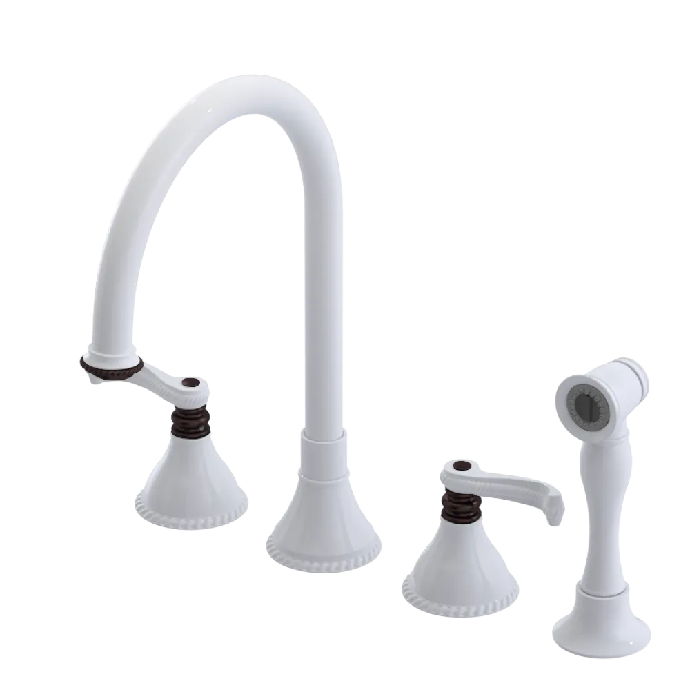Rubinet Widespread Kitchen Set with Hand Spray White